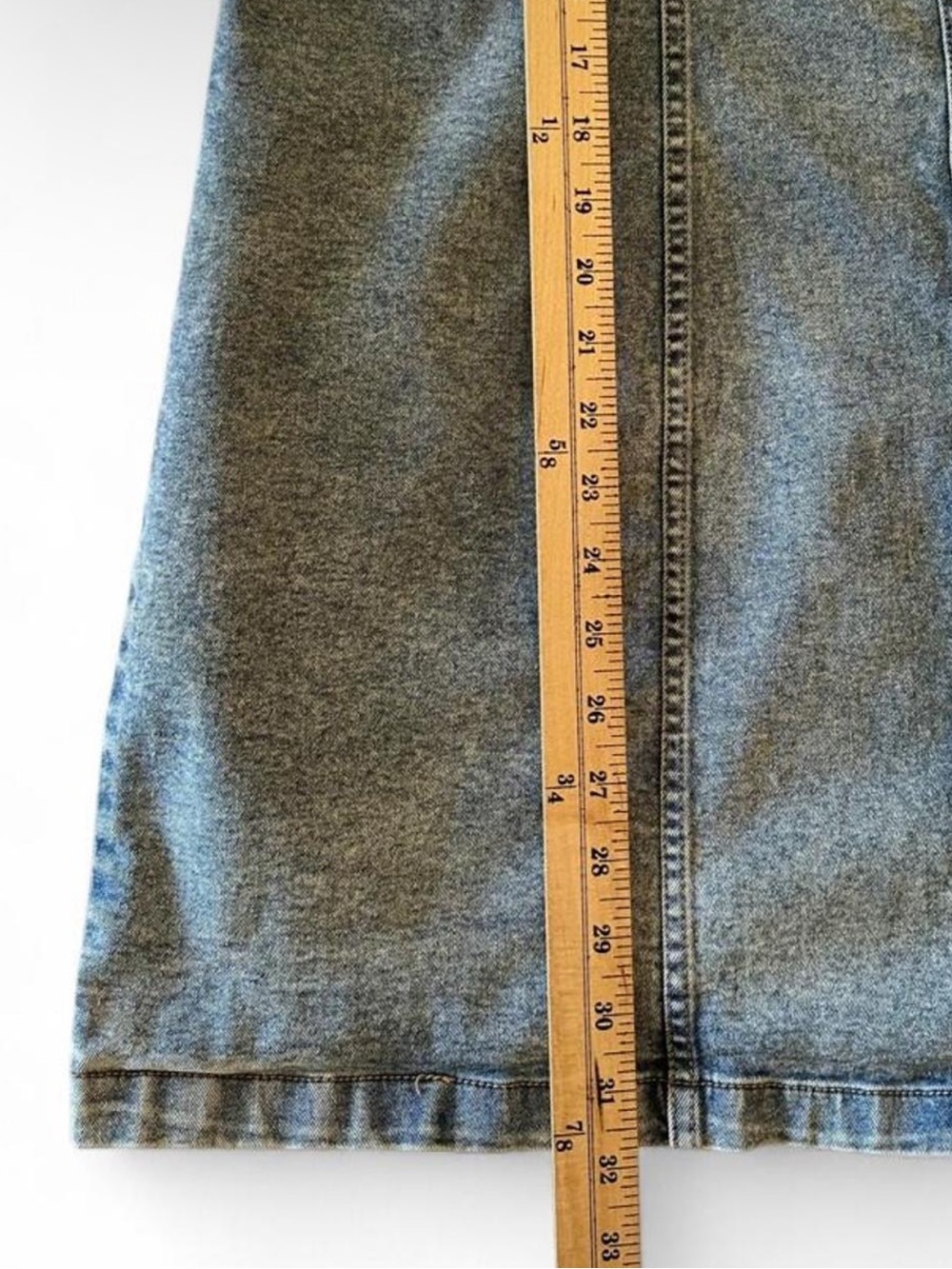Frye XL Light Wash Stretch Denim Button Front Mini Dress Preppy 90s Minimalist - Picture 8 of 8